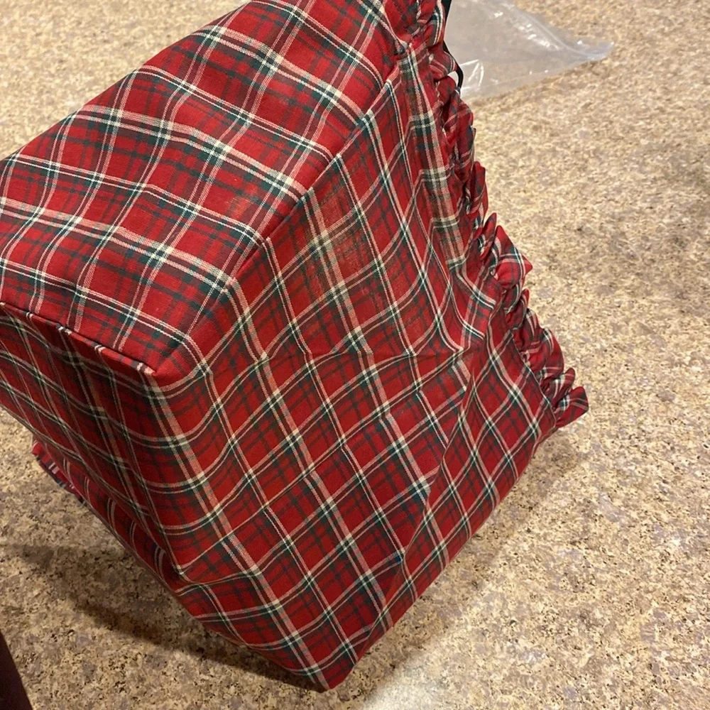 Longaberger Cake Plaid Tidings Fabric Basket Liner 20125 Ribbon (Liner Only)